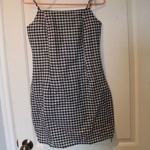 black and white checkered dress